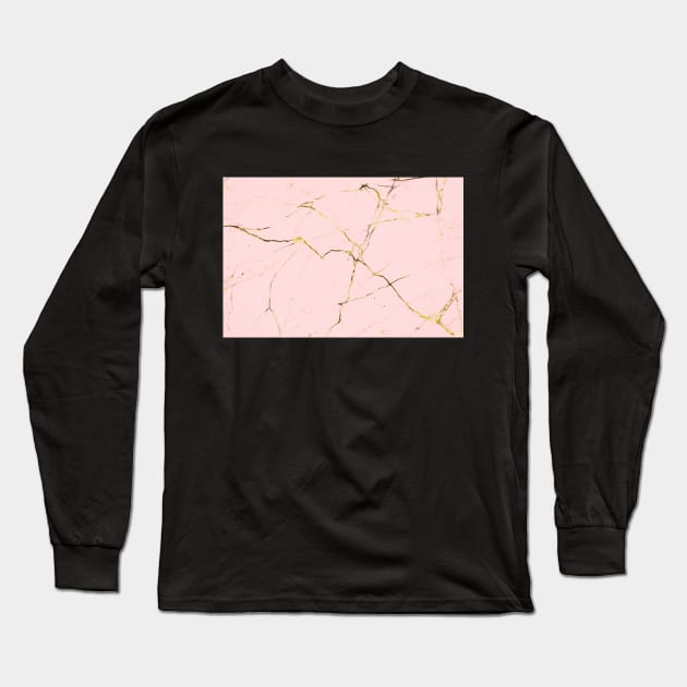 Pink and gold marble background Long Sleeve T-Shirt by Jenmag